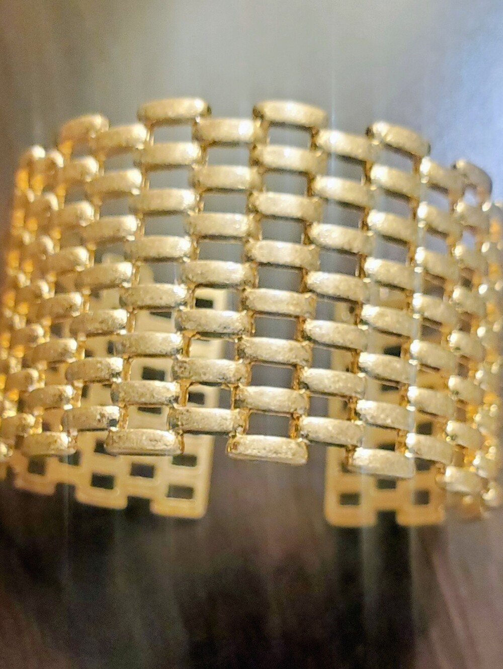 Gold Lattice Wide Cuff Bracelet - Women Jewelry